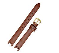AZSHIW Correa de cuero compatible con Anne Klein Notch AK Watchband AK1950 AK9442 AK9918 AK9168, esfera pequeña, pulsera retro de 12 mm.(Brown-gold)