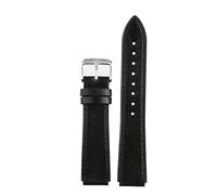 AZSHIW Correa de cuero compatible con CASIO A158W A168/F91w /AE-1200WHD/A158/A159/A169/AE1200, correa de piel de vaca modificada for hombre.(Black silver)