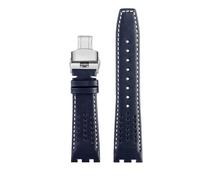 AZSHIW Correa de cuero compatible con MAURICE LACROIX AIKON serie AI6008/6007/6038, correa de tres ojos con boca cóncava-convexa modificada.(A-blue white line-S,AI6058)