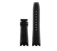 AZSHIW Correa de cuero compatible con MAURICE LACROIX AIKON serie AI6008/6007/6038, correa de tres ojos con boca cóncava-convexa modificada.(A-black white line,AI6007)