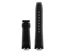 AZSHIW Correa de cuero compatible con MAURICE LACROIX AIKON serie AI6008/6007/6038, correa de tres ojos con boca cóncava-convexa modificada.(B-black white line,AI6058)