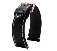 AZSHIW Correa de cuero compatible con Tissot 1853 Chrono XL TIMEX T49905 T49963 reloj Pulsera deportiva informal for hombre 20 mm 22 marrón negra(Black Rose gold,22mm-width)