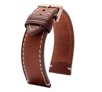 AZSHIW Correa de cuero compatible con Tissot 1853 Chrono XL TIMEX T49905 T49963 reloj Pulsera deportiva informal for hombre 20 mm 22 marrón negra(Light brown Rosegold,20mm-width)