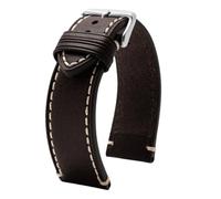 AZSHIW Correa de cuero compatible con Tissot 1853 Chrono XL TIMEX T49905 T49963 reloj Pulsera deportiva informal for hombre 20 mm 22 marrón negra(Dark brown Silver,20mm-width)