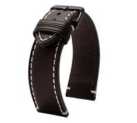 AZSHIW Correa de cuero compatible con Tissot 1853 Chrono XL TIMEX T49905 T49963 reloj Pulsera deportiva informal for hombre 20 mm 22 marrón negra(Dark brown Black,22mm-width)