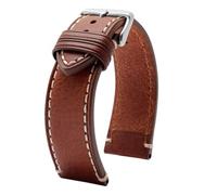 AZSHIW Correa de cuero compatible con Tissot 1853 Chrono XL TIMEX T49905 T49963 reloj Pulsera deportiva informal for hombre 20 mm 22 marrón negra(Light brown Silver,22mm-width)