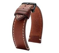 AZSHIW Correa de cuero compatible con Tissot 1853 Chrono XL TIMEX T49905 T49963 reloj Pulsera deportiva informal for hombre 20 mm 22 marrón negra(Light brown black,20mm-width)