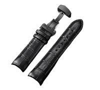 AZSHIW Correa de cuero compatible con Tissot T035 627/407/617, 22 mm, 23 mm y 24 mm, con hebilla de mariposa y extremo curvo for hombre.(Black-Black,24mm)