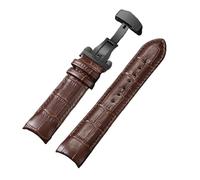 AZSHIW Correa de cuero compatible con Tissot T035 627/407/617, 22 mm, 23 mm y 24 mm, con hebilla de mariposa y extremo curvo for hombre.(Brown-Black,23mm)