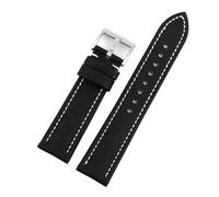 AZSHIW Correa de cuero de vaca + Oxford for reloj, correa de tela de lona de 18mm, 19mm, 20mm, 21mm, 22mm, 23mm y 24mm, Compatible con correa impermeable for mujer(Black-white line,21mm)