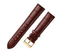 AZSHIW Correa de cuero universal for reloj Citizen Tissot de 14, 16, 18, 20, 21, 22 y 23 mm.(Brown gold buckle,18mm)