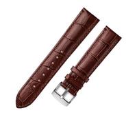 AZSHIW Correa de cuero universal for reloj Citizen Tissot de 14, 16, 18, 20, 21, 22 y 23 mm.(Brown silver buckle,16mm)