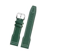 AZSHIW Correa de piel de becerro compatible con el IWC Pilots Little Prince Mark 18 Series Bronze Spitfire Fighter de 20 mm y 21 mm for hombre.(Green white-silver A,21mm)