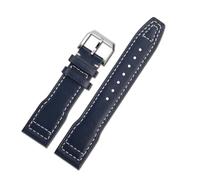 AZSHIW Correa de piel de becerro compatible con el IWC Pilots Little Prince Mark 18 Series Bronze Spitfire Fighter de 20 mm y 21 mm for hombre.(Blue white-silver A,20mm)