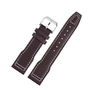 AZSHIW Correa de piel de becerro compatible con el IWC Pilots Little Prince Mark 18 Series Bronze Spitfire Fighter de 20 mm y 21 mm for hombre.(Brown white-silver A,20mm)