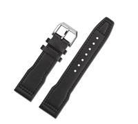 AZSHIW Correa de piel de becerro compatible con el IWC Pilots Little Prince Mark 18 Series Bronze Spitfire Fighter de 20 mm y 21 mm for hombre.(Black black-silver A,21mm)