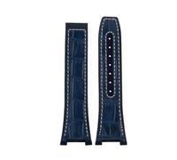 AZSHIW Correa de reloj de 25 x 14 mm compatible con la serie Omega Constellation de 41 mm, pulsera de cuero con base de goma con muescas for hombre(Blue a-no clasp)