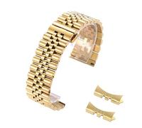 AZSHIW Correa de reloj de acero inoxidable con extremo curvo, 18 mm, 20 mm y 22 mm, correa de metal sólido, compatible con Rolex, compatible con pulseras de muñeca, correas con hebilla de mariposa.(Go