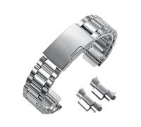 AZSHIW Correa de reloj de acero inoxidable macizo con extremo curvo de 18 mm, 20 mm y 22 mm, compatible con correa de buceo, compatible con pulsera Omega, correa de reloj de metal.(Silver,18mm)