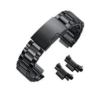 AZSHIW Correa de reloj de acero inoxidable macizo con extremo curvo de 18 mm, 20 mm y 22 mm, compatible con correa de buceo, compatible con pulsera Omega, correa de reloj de metal.(Black,18mm)