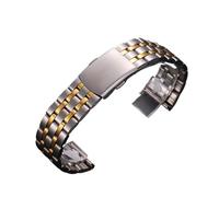 AZSHIW Correa de reloj de acero inoxidable universal con hebilla plegable, compatible con pulseras de mujer de 18 mm, 20 mm y 22 mm. Accesorios for correas de reloj.(5 Flat Silver Gold,22mm)