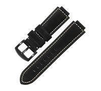 AZSHIW Correa de reloj de cuero compatible con Casio GST-B400 GST-B200 Accesorios de correa de reloj de piel de vaca esmerilada con boca elevada for hombres a prueba de sudor 1416 mm(Black-Black-K2,24