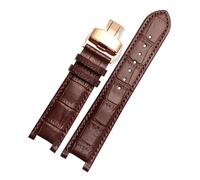 AZSHIW Correa de reloj de cuero con muescas de 20 x 11 mm y 22 x 13 mm, compatible con GC Guess Passa Lleathe, cadena de reloj impermeable for hombres y mujeres.(Brown-rosegold,22x13mm)