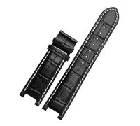 AZSHIW Correa de reloj de cuero con muescas de 20 x 11 mm y 22 x 13 mm, compatible con GC Guess Passa Lleathe, cadena de reloj impermeable for hombres y mujeres.(Black white- no,20x11mm)