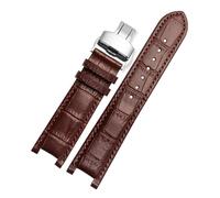 AZSHIW Correa de reloj de cuero con muescas de 20 x 11 mm y 22 x 13 mm, compatible con GC Guess Passa Lleathe, cadena de reloj impermeable for hombres y mujeres.(Brown-silver,22x13mm)