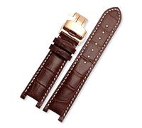 AZSHIW Correa de reloj de cuero con muescas de 20 x 11 mm y 22 x 13 mm, compatible con GC Guess Passa Lleathe, cadena de reloj impermeable for hombres y mujeres.(Brown-white-rose,20x11mm)
