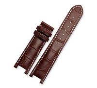 AZSHIW Correa de reloj de cuero con muescas de 20 x 11 mm y 22 x 13 mm, compatible con GC Guess Passa Lleathe, cadena de reloj impermeable for hombres y mujeres.(Brown white-no,22x13mm)