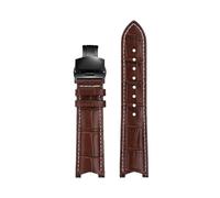 AZSHIW Correa de reloj de cuero cóncavo for hombre compatible con Casio EF-524D-7A EF-524SP-1A, correa de piel de vacuno de 22 mm, interfaz dedicada, resistente al agua.(Brown white-Black B)