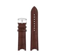 AZSHIW Correa de reloj de cuero cóncavo for hombre compatible con Casio EF-524D-7A EF-524SP-1A, correa de piel de vacuno de 22 mm, interfaz dedicada, resistente al agua.(Brown-Silver A)