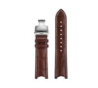 AZSHIW Correa de reloj de cuero cóncavo for hombre compatible con Casio EF-524D-7A EF-524SP-1A, correa de piel de vacuno de 22 mm, interfaz dedicada, resistente al agua.(Brown white-Silver B)