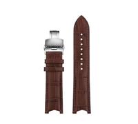 AZSHIW Correa de reloj de cuero cóncavo for hombre compatible con Casio EF-524D-7A EF-524SP-1A, correa de piel de vacuno de 22 mm, interfaz dedicada, resistente al agua.(Brown-Silver B)