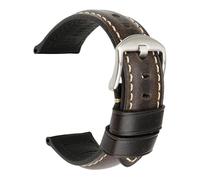 AZSHIW Correa de reloj de cuero de 20 mm, 22 mm y 24 mm, accesorio especial for relojes vintage, compatible con Panerai y Montblanc.(Light Black S,20mm)