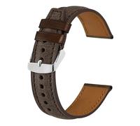 AZSHIW Correa de reloj de cuero de liberación rápida, correa reemplazable de 18, 20 y 22 mm, correa vintage compatible con y for mujer, suave y suave(Coffee,22mm)