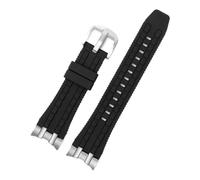 AZSHIW Correa de reloj de goma con extremo curvo compatible con Citizen Radio JY8051-08E JY8051-59 Eagle In The Air Green Hawk Watch Band 24 mm Correa de reloj for hombre(Black-steel buckle)