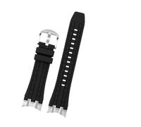 AZSHIW Correa de reloj de goma de 24 mm compatible con Citizen Sky Eagle JY8051-08E JY8051-59 JY8058 con correa de conector curva de acero inoxidable.(Black-silver buckle,22mm)