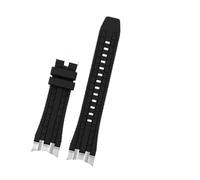 AZSHIW Correa de reloj de goma de 24 mm compatible con Citizen Sky Eagle JY8051-08E JY8051-59 JY8058 con correa de conector curva de acero inoxidable.(Black-no buckle,22mm)