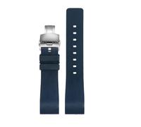 AZSHIW Correa de reloj de goma suave compatible con Cartier Sandoz Santos 100 de silicona for hombre y mujer, 20 mm, 23 mm, hebilla de acero inoxidable, accesorios.(Blue Steel Folding,20mm)