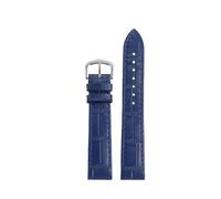 AZSHIW Correa de reloj de liberación rápida compatible con Cartier Santos Dumont, correa de piel de vaca for mujer, hebilla de pasador, pulsera negra, azul y marrón.(Blue silver,17.5mm)