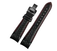 AZSHIW Correa de reloj de piel con interfaz curva compatible con Mido Multifort Series M025.407 M025.627 M005.430. Correa de piel de vacuno de 22 y 23 mm.(Black red-Black,22mm)