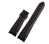 AZSHIW Correa de reloj de piel con interfaz curva compatible con Mido Multifort Series M025.407 M025.627 M005.430. Correa de piel de vacuno de 22 y 23 mm.(Black red-No buckle,22mm)