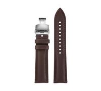 AZSHIW Correa de reloj de piel de vaca negra de 20 mm y 22 mm compatible con Armani Black Knight AR1918 AR1981 AR2447 AR60008 Fossil FS5061 FS5237 ME3052.(1brown-silver,20mm)