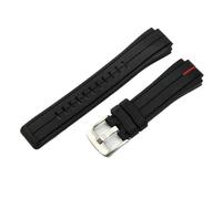 AZSHIW Correa de reloj de silicona con boca elevada compatible con Timex Tide T2n720 Tw2t76300 T2n721 Correa de reloj suave y cómoda impermeable a prueba de sudor de 16 mm(Black Red-Steel)