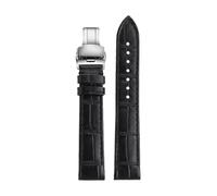 AZSHIW Correa de reloj liberación rápida 15,5 mm y 17, compatible con la correa serie Cartier Santos Dumont for mujer(Black-silver-B,17.5mm-width)