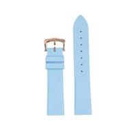 AZSHIW Correa de reloj liberación rápida FKM 15,5/17,5mm Compatible con la serie Cartier Santos Dumont, pulsera goma hebilla aguja for(Sky blue-rose gold,17.5mm-width)