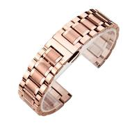 AZSHIW Correa universal de acero inoxidable macizo con extremo curvo, compatible con correas de reloj Tissot de 12/13/14/15/16/17/18/19/20/21/22/23/24 mm y cierre de mariposa.(Rose-Gold,14mm)