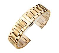 AZSHIW Correa universal de acero inoxidable macizo con extremo curvo, compatible con correas de reloj Tissot de 12/13/14/15/16/17/18/19/20/21/22/23/24 mm y cierre de mariposa.(Gold,18mm)